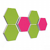 6 honeycomb absorbers made of Basotect ® G+ / &quote;Colore&quote; FUCHSIA + LIGHT GREEN / 2 each 300 x 300 x 30/50/70mm