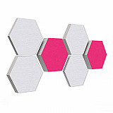 6 honeycomb absorbers made of Basotect ® G+ / &quote;Colore&quote; FUCHSIA + WHITE / 2 each 300 x 300 x 30/50/70mm