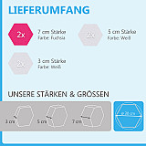 6 honeycomb absorbers made of Basotect ® G+ / &quote;Colore&quote; FUCHSIA + WHITE / 2 each 300 x 300 x 30/50/70mm