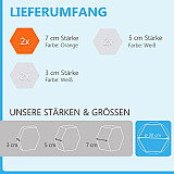 6 honeycomb absorbers made of Basotect ® G+ / &quote;Colore&quote; ORANGE + WHITE / 2 each 300 x 300 x 30/50/70mm