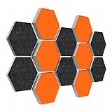 12 Absorber Wabenform aus Basotect ® G+ / &quote;Colore&quote; BigPack / je 4 Stück 30/50/70mm Orange + Anthrazit