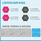 12 honeycomb absorbers made of Basotect ® G+ / &quote;Colore&quote; BigPack / 4 each 300 x 300 x 30/50/70mm Fuchsia + Granite Grey