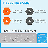 12 Absorber Wabenform aus Basotect ® G+ / &quote;Colore&quote; BigPack / je 4 Stück 30/50/70mm Orange + Granitgrau