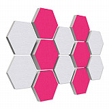 12 honeycomb absorbers made of Basotect ® G+ / &quote;Colore&quote; BigPack / 4 each 300 x 300 x 30/50/70mm fuchsia + white