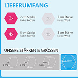 12 honeycomb absorbers made of Basotect ® G+ / &quote;Colore&quote; BigPack / 4 each 300 x 300 x 30/50/70mm fuchsia + white