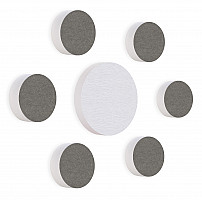 7 Akustik Schallabsorber aus Basotect ® G+ / Kreis Colore-Set Granitgrau + Weiß