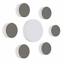 7 Acoustic sound absorbers made of Basotect ® G+ / Circular Colore-Set granite grey - white