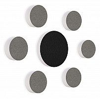 7 Acoustic sound absorbers made of Basotect ® G+ / Circular Colore-Set granite grey - black