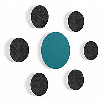 7 Acoustic sound absorbers made of Basotect ® G+ / Circular Colore-Set anthracite - teal