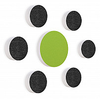 7 Acoustic sound absorbers made of Basotect ® G+ / Circular Colore-Set anthracite - light green