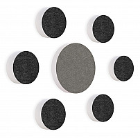 7 Acoustic sound absorbers made of Basotect ® G+ / Circular Colore-Set anthracite - granite grey