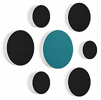 7 Acoustic sound absorbers made of Basotect ® G+ / Circular Colore-Set black - teal