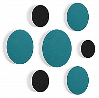 7 Acoustic sound absorbers made of Basotect ® G+ / Circular Colore-Set black - teal