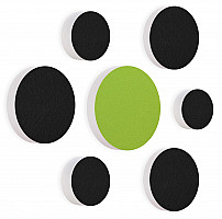 7 Akustik Schallabsorber aus Basotect ® G+ / Kreis Colore-Set Schwarz + Hellgrün