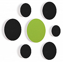 7 Acoustic sound absorbers made of Basotect ® G+ / Circular Colore-Set black - light green