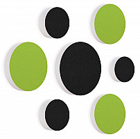 7 Acoustic sound absorbers made of Basotect ® G+ / Circular Colore-Set black - light green