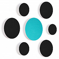 7 Acoustic sound absorbers made of Basotect ® G+ / Circular Colore-Set black - turquoise