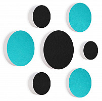 7 Acoustic sound absorbers made of Basotect ® G+ / Circular Colore-Set black - turquoise