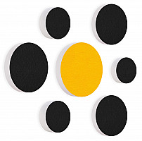 7 Acoustic sound absorbers made of Basotect ® G+ / Circular Colore-Set black - sunny yellow