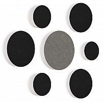 7 Acoustic sound absorbers made of Basotect ® G+ / Circular Colore-Set black - granite grey
