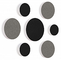 7 Acoustic sound absorbers made of Basotect ® G+ / Circular Colore-Set black - granite grey