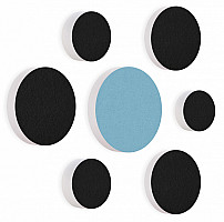 7 Acoustic sound absorbers made of Basotect ® G+ / Circular Colore-Set black - light blue