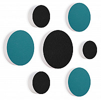 7 Acoustic sound absorbers made of Basotect ® G+ / Circular Colore-Set black - teal