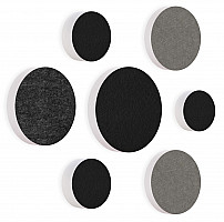 7 Akustik Schallabsorber aus Basotect ® G+ / Kreis Colore-Set Schwarz - Granitgrau - Anthrazit