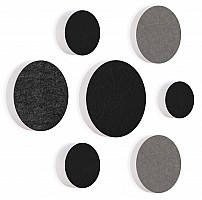 7 Acoustic sound absorbers made of Basotect ® G+ / Circular Colore-Set black - granite grey - anthracite