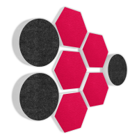 AUDIO SKiller 8 Sound Absorber Set LEVEL UP made of Basotect G+® with acoustic felt in anthracite+fuchsia/acoustic improvement for gamers, streamers, YouTuber