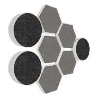 AUDIO SKiller 8 Sound Absorber Set LEVEL UP made of Basotect G+® with acoustic felt in anthracite+granite grey/acoustic improvement for gamers, streamers, YouTuber