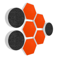 AUDIO SKiller 8 Schallabsorber Set LEVEL UP aus Basotect G+® mit Akustikfilz in Anthrazit+Orange/Akustikverbesserung für Gamer, Streamer, YouTuber