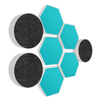 AUDIO SKiller 8 Sound Absorber Set LEVEL UP made of Basotect G+® with acoustic felt in anthracite+turquoise/acoustic improvement for gamers, streamers, YouTuber