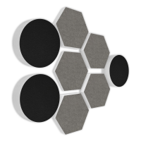 AUDIO SKiller 8 Sound Absorber Set LEVEL UP made of Basotect G+® with acoustic felt in black+granite-grey/acoustic improvement for gamers, streamers, YouTuber