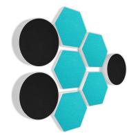 AUDIO SKiller 8 Sound Absorber Set LEVEL UP made of Basotect G+® with acoustic felt in black+turquoise/acoustic improvement for gamers, streamers, YouTuber