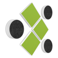 AUDIO SKiller 6 Sound Absorber Set Level UP made of Basotect G+® with acoustic felt in anthracite & light green/acoustic improvement for gamers, streamers, Youtuber