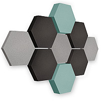 Edition LOFT Honeycomb - 9 Absorber aus Basotect ® - Farbe: Platinum + Anthracite + Ocean