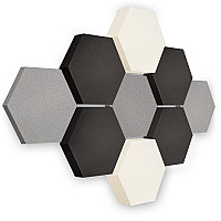 Edition LOFT Honeycomb - 9 absorbers made of Basotect ® - Colour: Platinum + Anthracite + Snow
