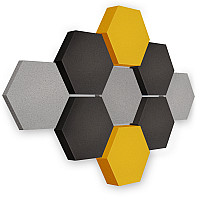 Edition LOFT Honeycomb - 9 absorbers made of Basotect ® - Colour: Platinum + Anthracite + Bibo
