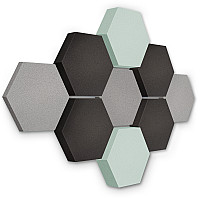 Edition LOFT Honeycomb - 9 Absorber aus Basotect ® - Farbe: Platinum + Anthracite + Aqua