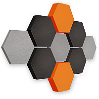 Edition LOFT Honeycomb - 9 absorbers made of Basotect ® - Colour: Platinum + Anthracite + Juice