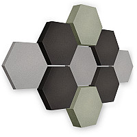 Edition LOFT Honeycomb - 9 absorbers made of Basotect ® - Colour: Platinum + Anthracite + Concrete