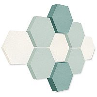 Edition LOFT Honeycomb - 9 Absorber aus Basotect ® - Farbe: Snow + Aqua + Ocean