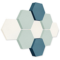 Edition LOFT Honeycomb - 9 Absorber aus Basotect ® - Farbe: Snow + Aqua + Maritim