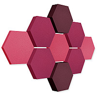 Edition LOFT Honeycomb - 9 absorbers made of Basotect ® - Colour: Magenta + Crimson + Blackberry