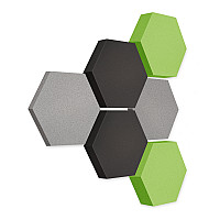 Edition LOFT Honeycomb - 6 absorbers made of Basotect ® - Colour: Platinum + Anthracite + Lime