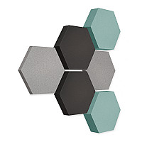 Edition LOFT Honeycomb - 6 absorbers made of Basotect ® - Colour: Platinum + Anthracite + Ocean