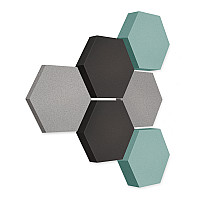 Edition LOFT Honeycomb - 6 Absorber aus Basotect ® - Farbe: Platinum + Anthracite + Ocean