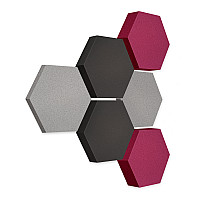 Edition LOFT Honeycomb - 6 absorbers made of Basotect ® - Colour: Platinum + Anthracite + Crimson