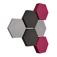 Edition LOFT Honeycomb - 6 Absorber aus Basotect ® - Farbe: Platinum + Anthracite + Crimson